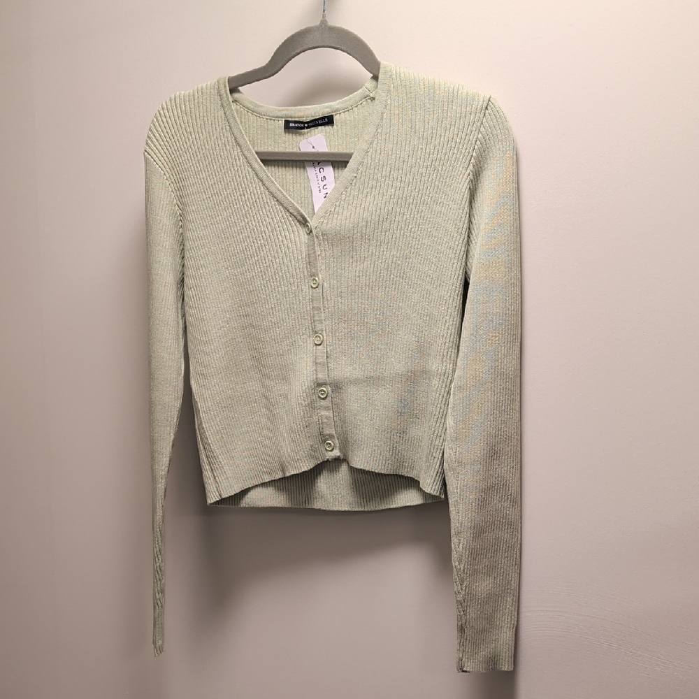 Brandy Melville Sage Green Ribbed Cardigan